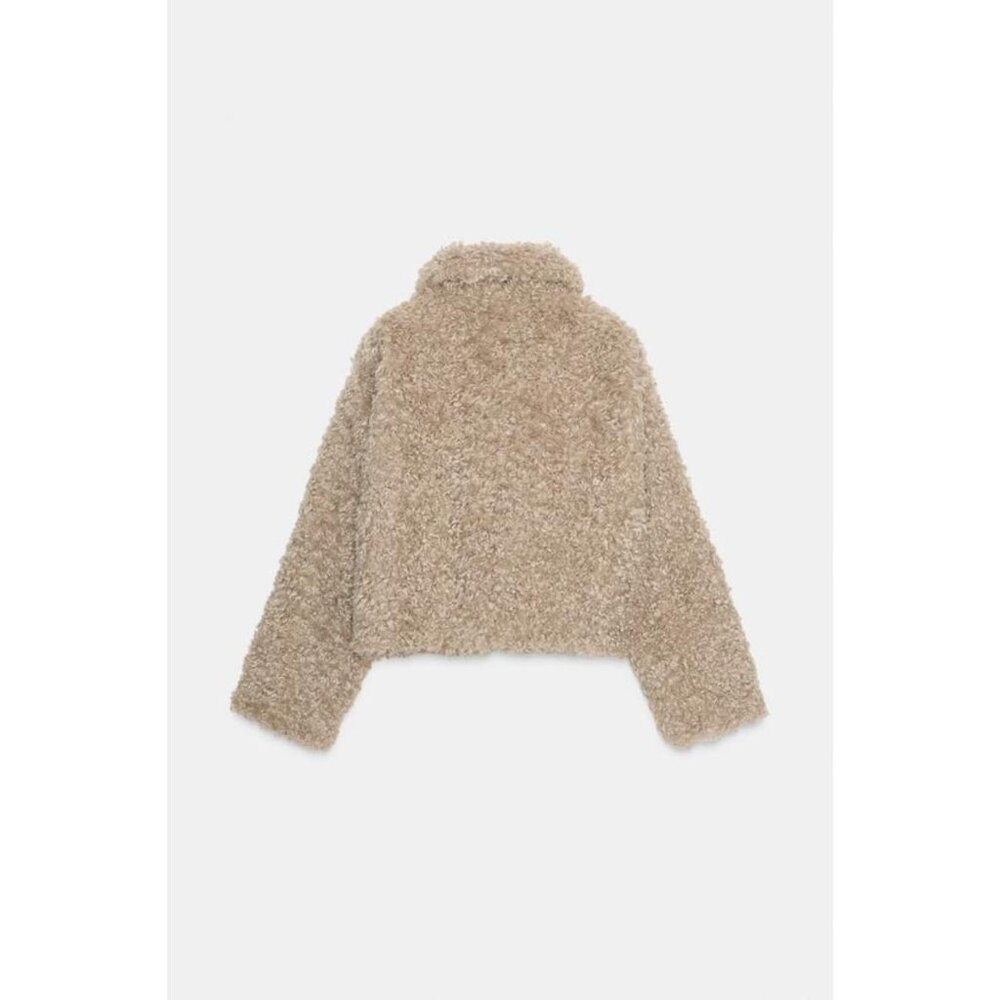 ZARA FAUX FUR JACKET WITH FIREMAN CLASPS - Picture 8 of 9